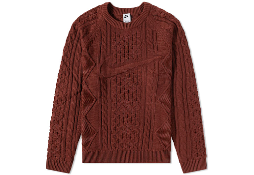 Nike Life Cable Knit Sweater Oxen Brown