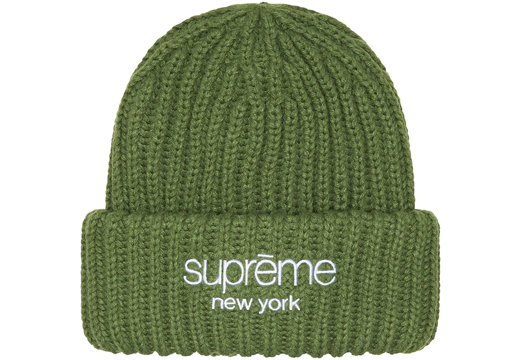 Supreme Classic Logo Chunky Ribbed Beanie Olive Nikita Efremov