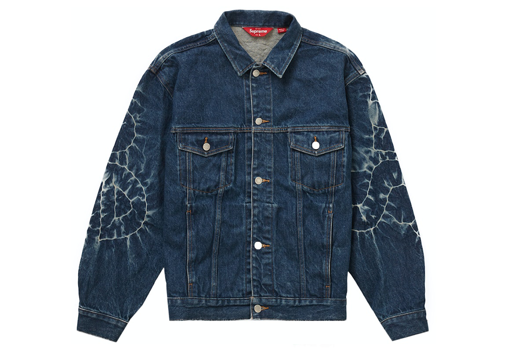КУРТКА Supreme Shibori Denim Trucker Jacket Rigid Indigo КУРТКА Supreme Shibori Denim Trucker Jacket Rigid Indigo