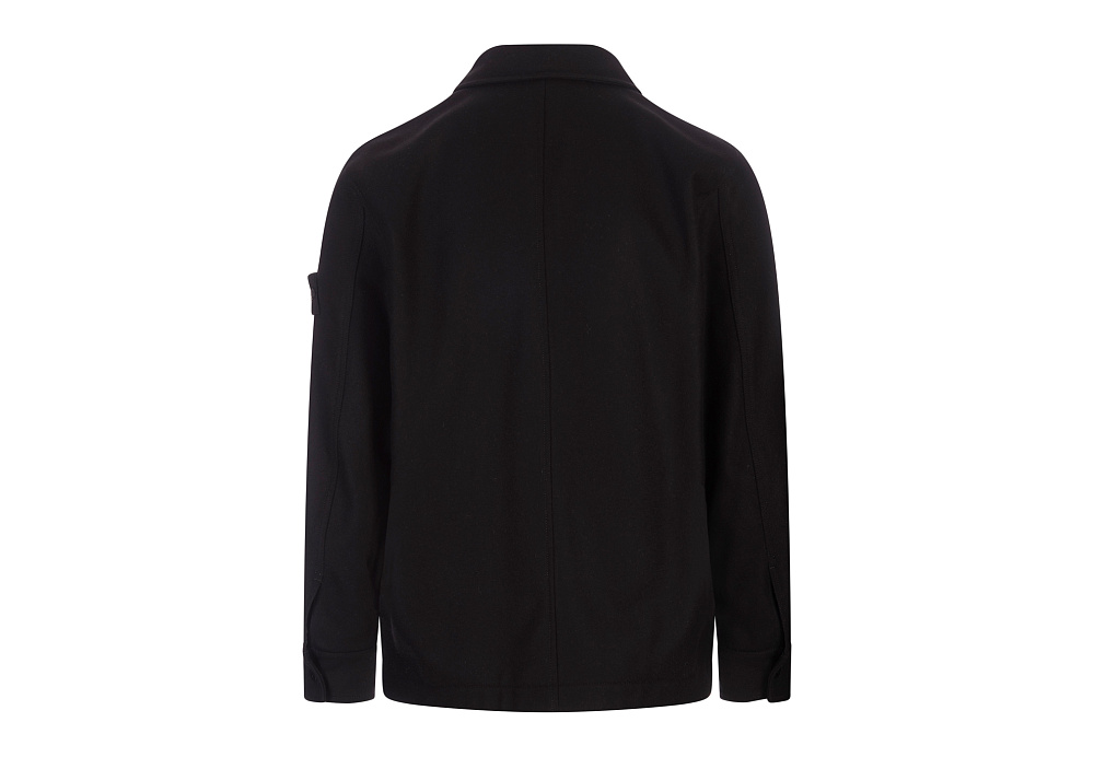 Stone Island Flannel Ghost Overshirt Black