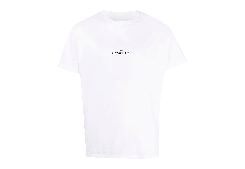 Maison Margiela Distorted Logo Embroidered T-Shirt White