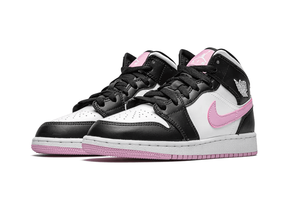 Nike Air Jordan 1 Mid White Black Light Arctic Pink (GS)