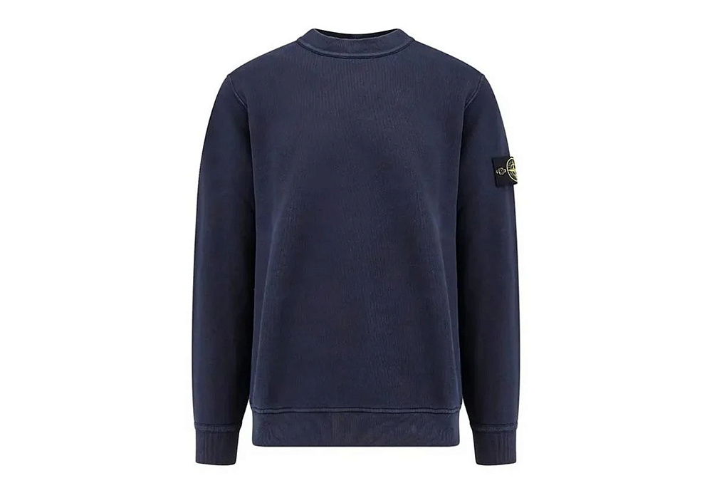 Stone Island Organic Cotton Crewneck Sweatshirt Blue