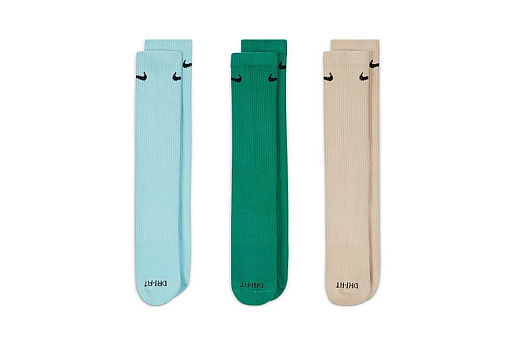 3-Pack Everyday Plus Lightweight Socks Dri-Fit Light Blue/Green/Natural