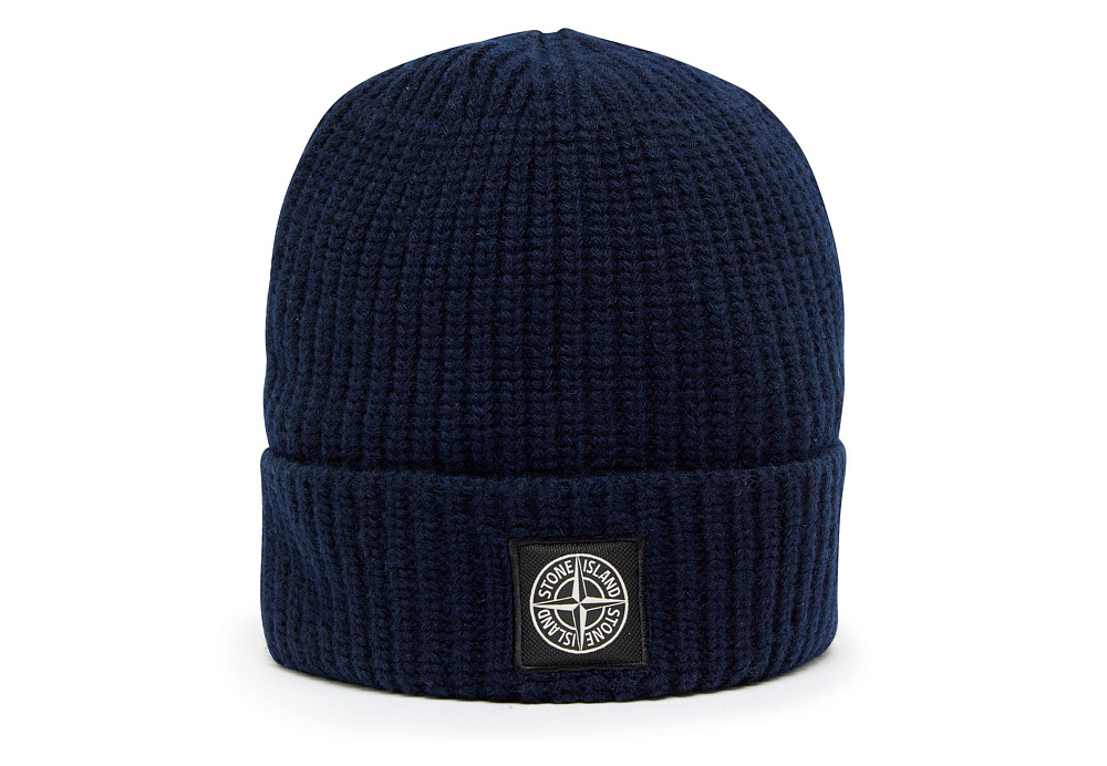Stone Island Woolen Beanie Hat Blue