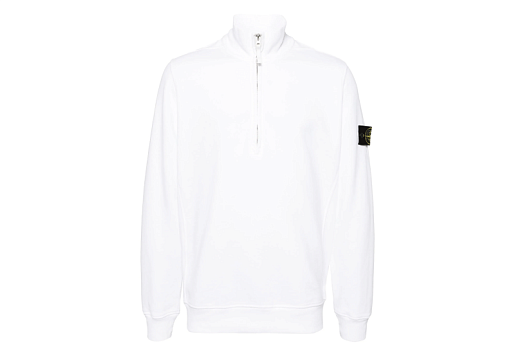 Stone Island Brushed Organic Felpa Half Zip Sweatshirt White