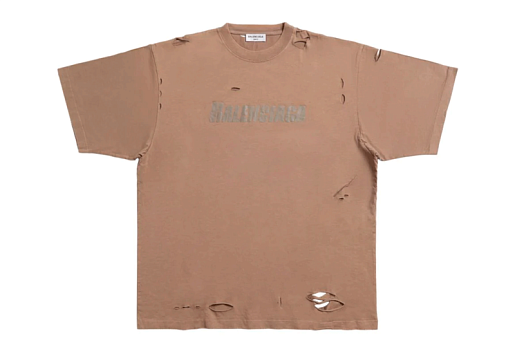 Balenciaga Women's Destroyed T-shirt Boxy Fit In Beige