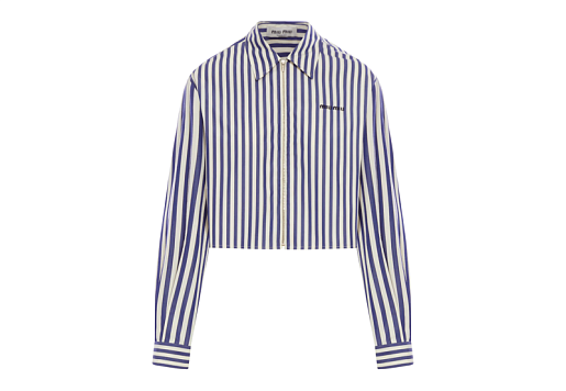 Miu Miu Striped Zipped Shirt Blue