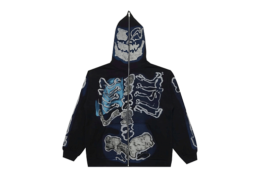 Travis Scott X Fragment Skeleton Graffiti Full Zip Hoodie 