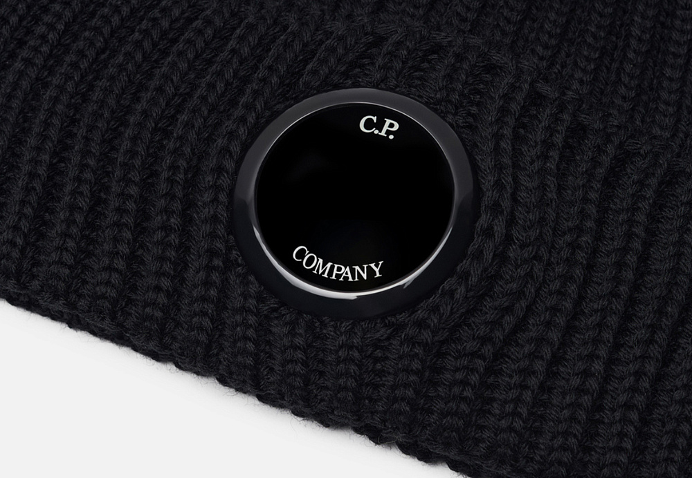 C.P. COMPANY Woolen Beanie Hat Black
