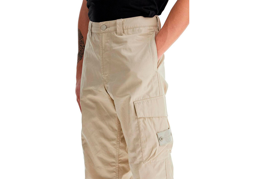 Stone Island Cotton Ghost Cargo Pants For Men Beige