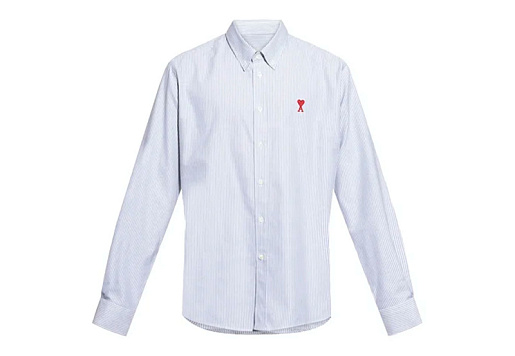 AMI PARIS Ami De Coeur Logo-Embroidered Pinstriped Shirt