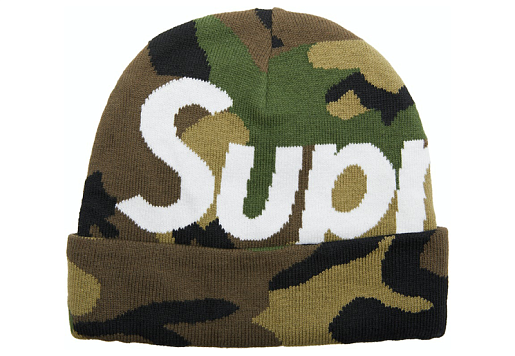 Supreme Big Logo Beanie Woodland Camo