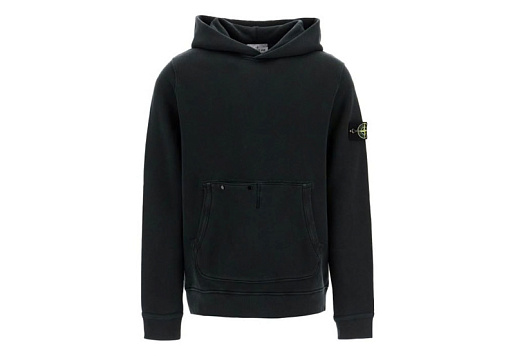 Stone Island Organic Cotton Hoodie With Hood Black