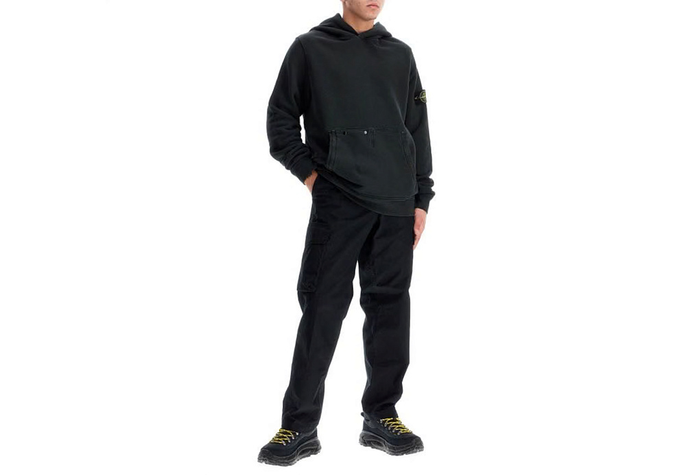 Stone Island Organic Cotton Hoodie With Hood Black