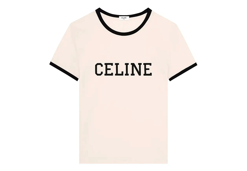 CELINE Regular Fit T-Shirt Washed White Black