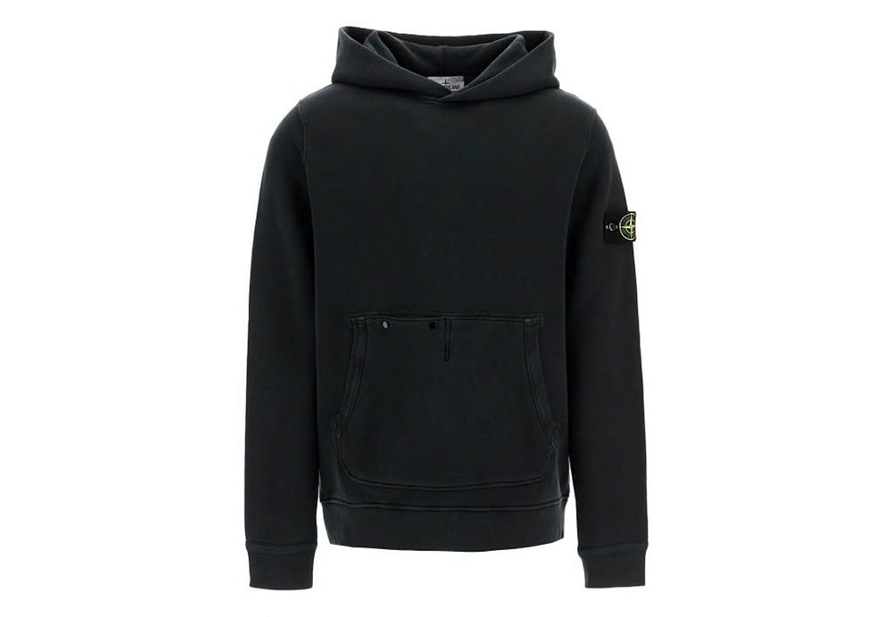 Stone Island Organic Cotton Hoodie With Hood Black