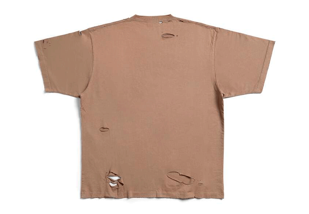 Balenciaga Women's Destroyed T-shirt Boxy Fit In Beige