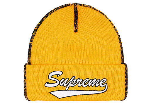 Supreme Contrast Stitch Beanie Yellow (FW22)