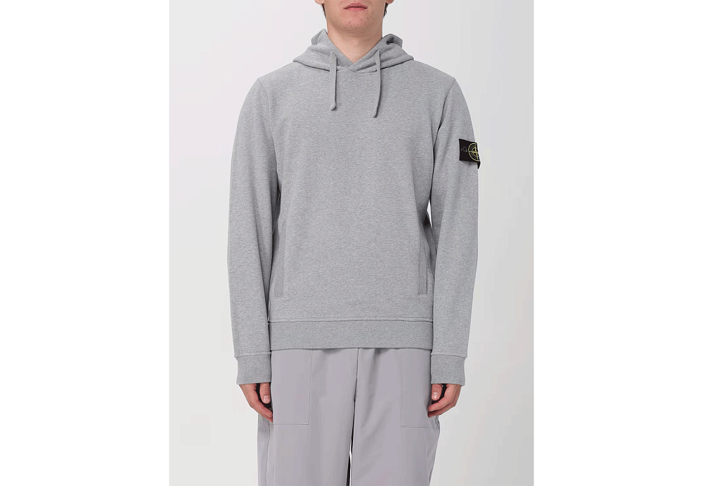 Stone Island Organic Cotton Hoodie With Hood Gray