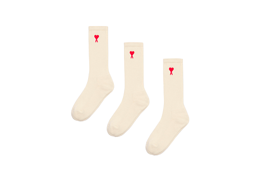 AMI PARIS A Heart Sock - 3 Pack White