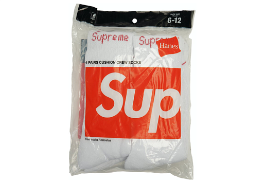 Supreme Hanes Crew Socks White