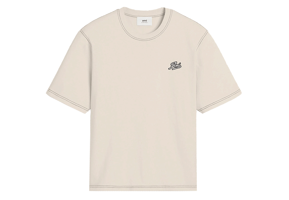 AMI PARIS Signature T-Shirt White Cream
