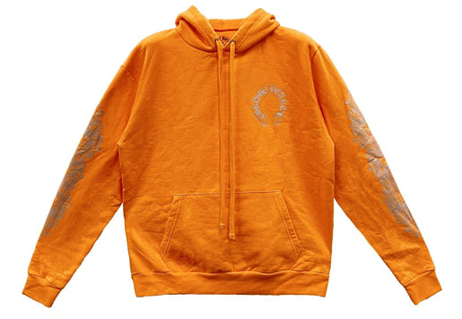 Chrome Hearts Glitter Horseshoe Logo Orange Hoodie