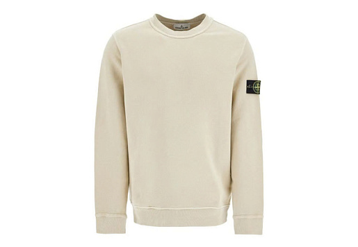 Stone Island Organic Cotton Crewneck Sweatshirt Beige