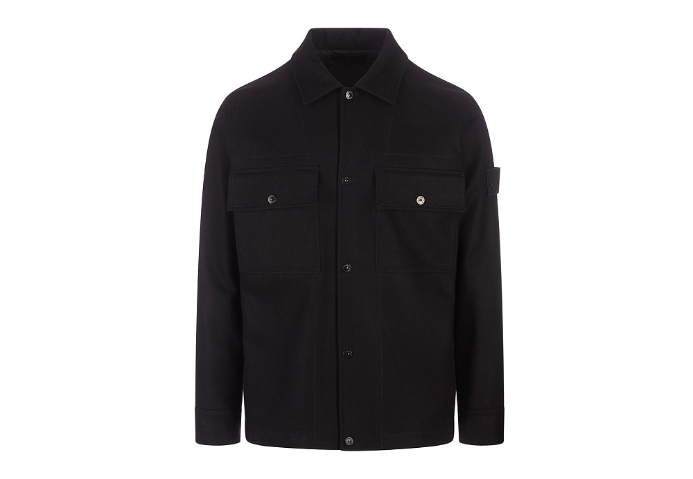 Stone Island Flannel Ghost Overshirt Black