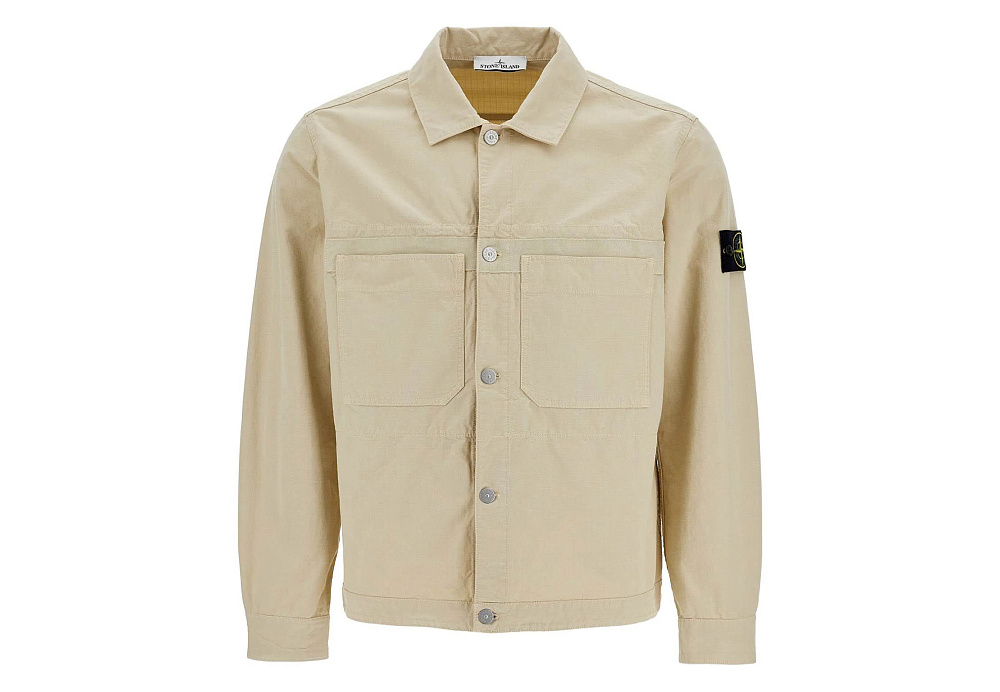 Stone Island Cotton Ripstop Overshirt Stucco
