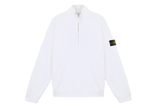 Stone Island Brushed Organic Felpa Half Zip Sweater Off White