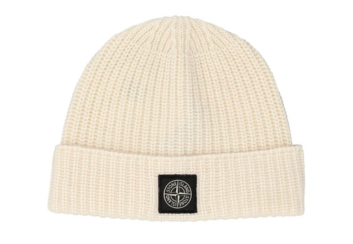 Stone Island Virgin Wool Beanie White 