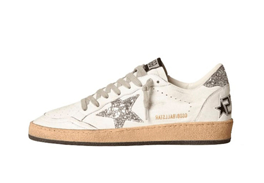 Golden Goose Ballstar White Silver Glitter (W)