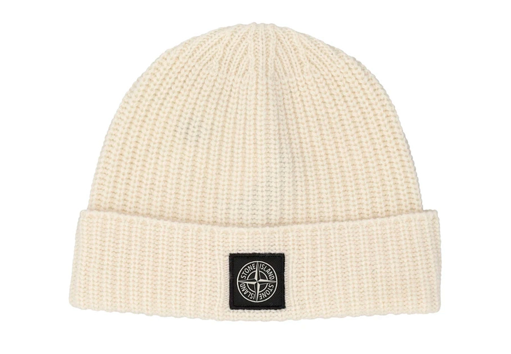 Stone Island Virgin Wool Beanie White 