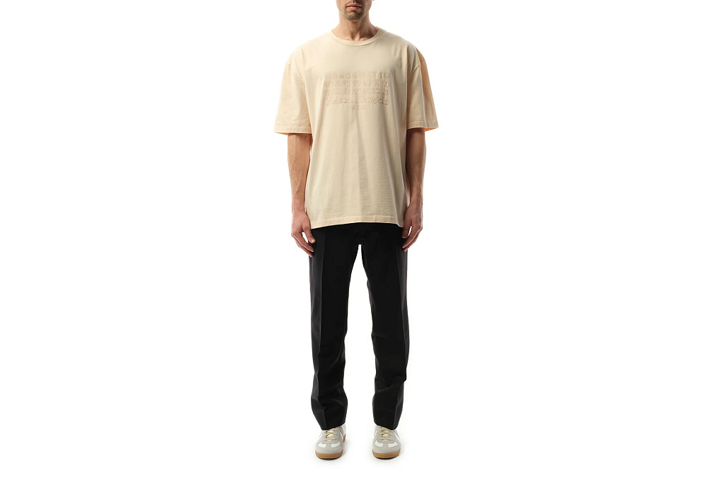 Maison Margiela Logo Embroidered T-Shirt Beige