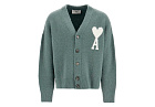AMI PARIS Wool Off-White Ami de Coeur Cardigan Green