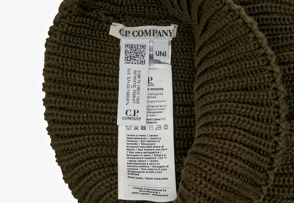 C.P. COMPANY Woolen Beanie Hat Ivy Green