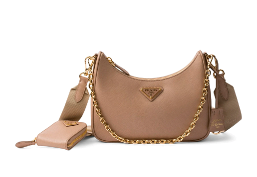 Prada Re-Edition 2005 Leather Shoulder Bag Neutrals Beige