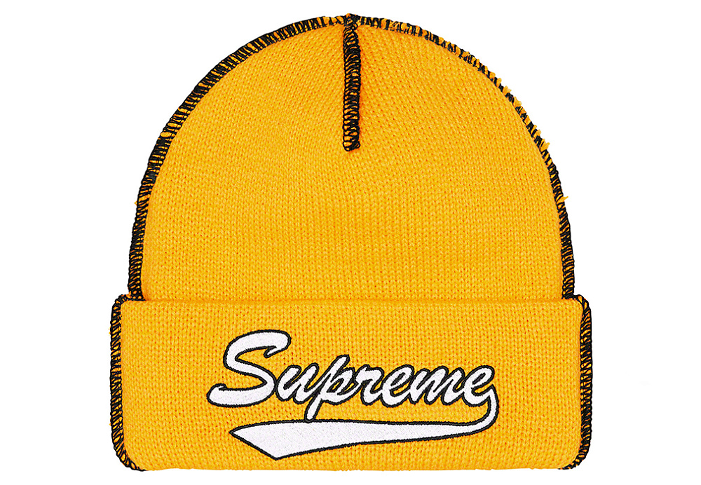 Supreme Contrast Stitch Beanie Yellow (FW22)