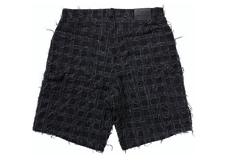 Supreme Frayed Patchwork Baggy Denim Short Washed Black (SS23