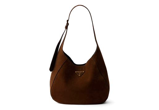 Prada Medium Suede Shoulder Bag Brown