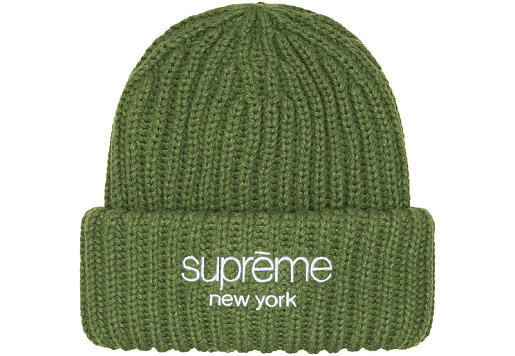 Supreme Classic Logo Chunky Ribbed Beanie Olive