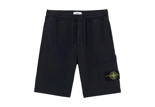 Stone Island Organic Cotton Fleece Cargo Shorts Navy Blue