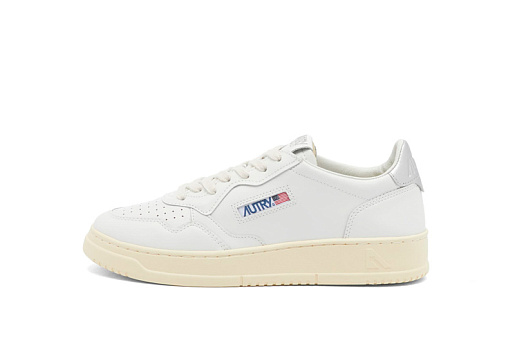 Autry Medalist Leather Low White Silver